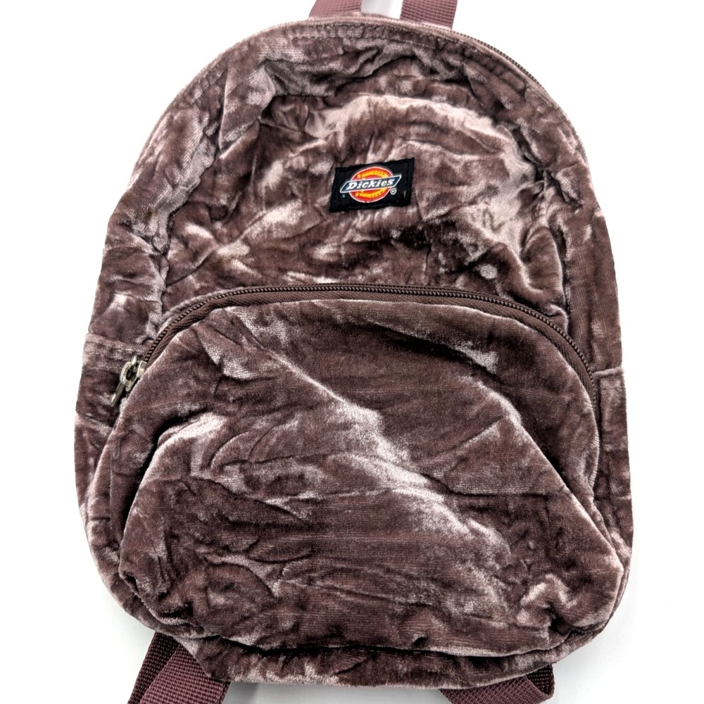 Dickies Crushed Velvet Mini Backpack - Dusty mauve / pink color - Small Bag SOFT